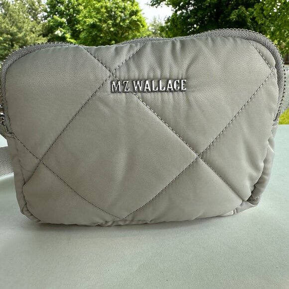 MZ Wallace Crosby Nylon Quilted Sling Waist Bag Gray Fanny Pack - Picture 2 of 15